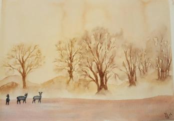 Hiver et biches